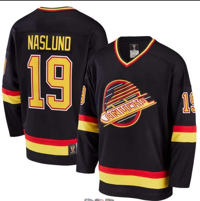 Men%27s Vancouver Canucks #19 Markus Naslund Black Throwback CCM Jersey Dzhi->vancouver canucks->NHL Jersey